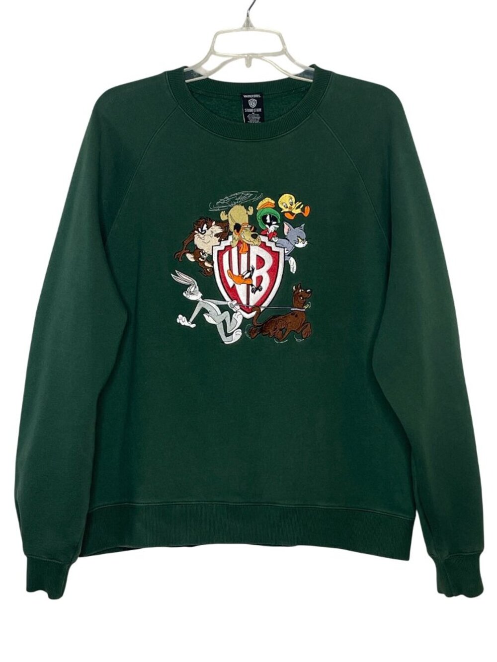 Warner Bros 90's Women's Embroidered Sweatshirt Looney Tunes Green Size M